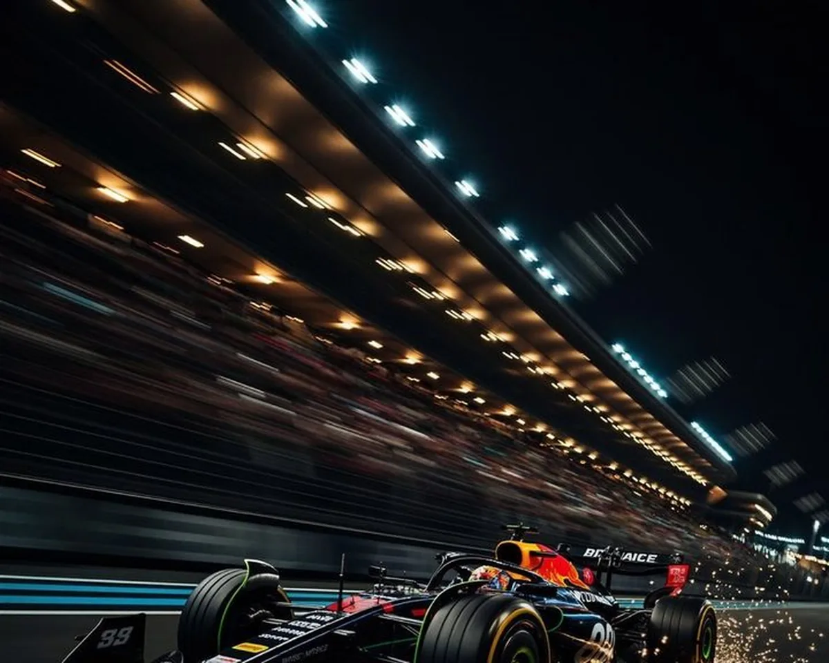 Rennwagen rast nachts unter Flutlicht — Live-Sport in 4K auf allen Geräten mit KraftIPTV